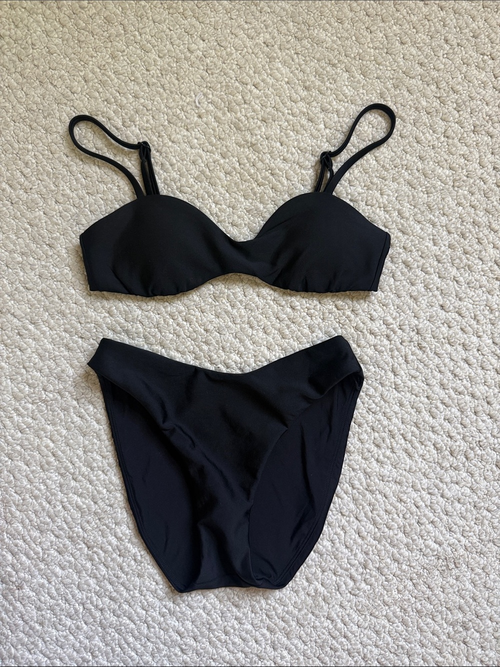J. Crew Black Classic Sculpt Wave Bikini Top and Sunny Bikini Bottom XS